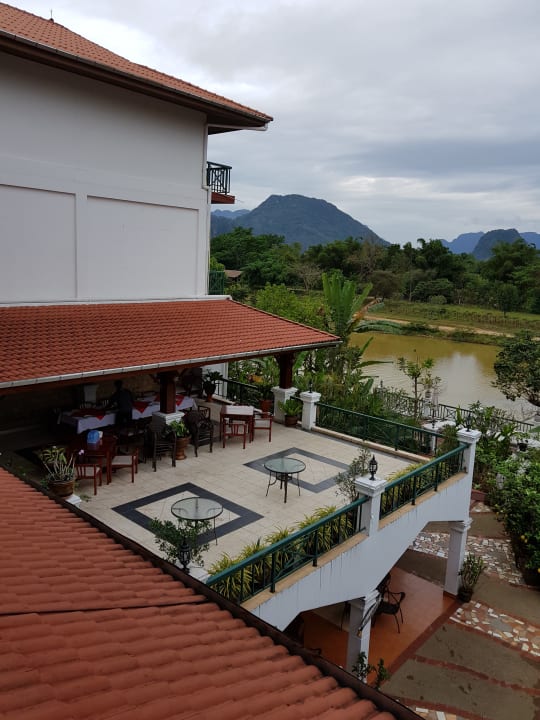 Blick aus der Lobby Hotel Vansana Vangvieng