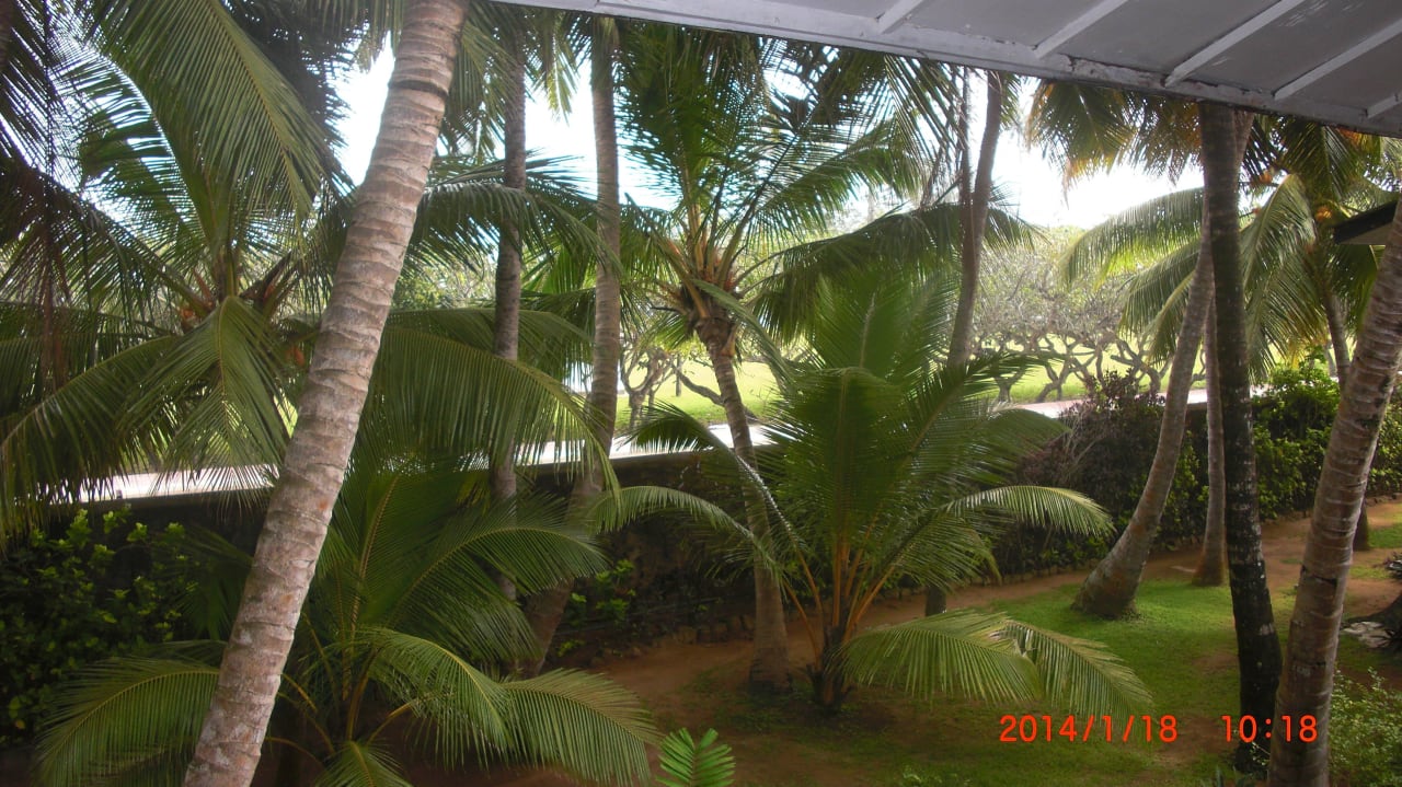 Ausblick auf die Rückseite zur Straße. Hotel Koggala Beach