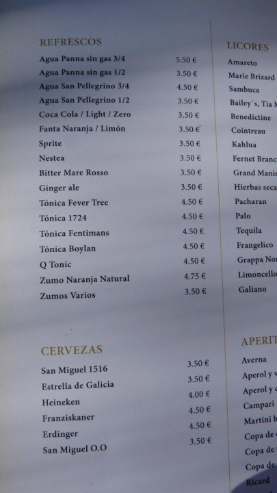 Getränkekarte Fontsanta Hotel Thermal Spa & Wellness - Adults only