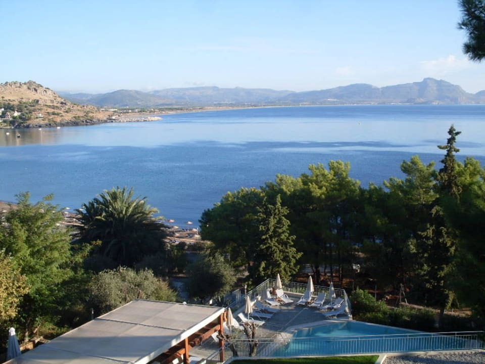 Vom Balkon über die Bucht Lindos Mare, Seaside Hotel
