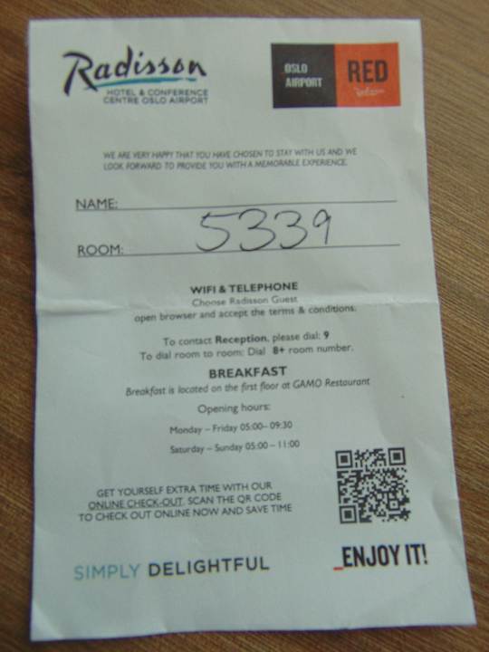 Zimmer Radisson RED, Oslo Airport