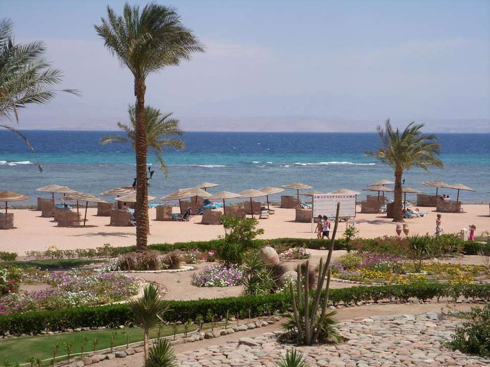 Plaża widziana z tarasu Mosaique Beach Resort Taba Heights