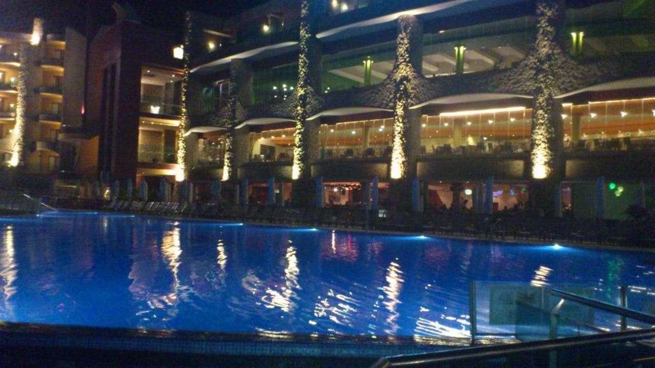 The Gloria Palace Royal hotel at night time. Gloria Palace Royal Hotel & Spa