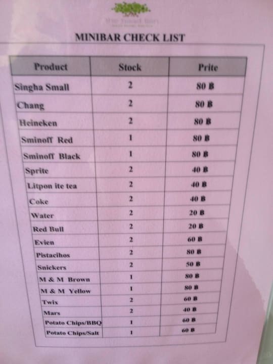 Minibar The Haad Tien Beach Resort