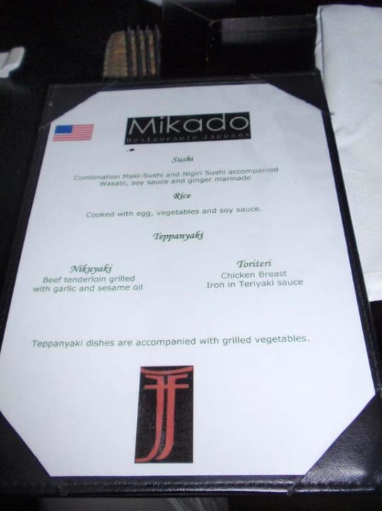 Menükarte Mikado Catalonia Royal Bavaro - Adults only