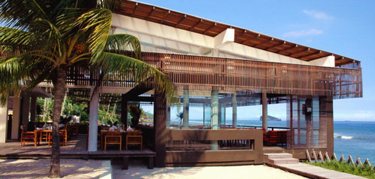 Elegant restaurant Garpu with oceanview Ramayana Candidasa