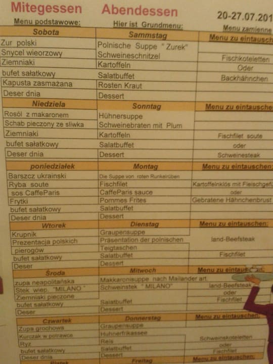 Speiseplan Villa Delfin Spa