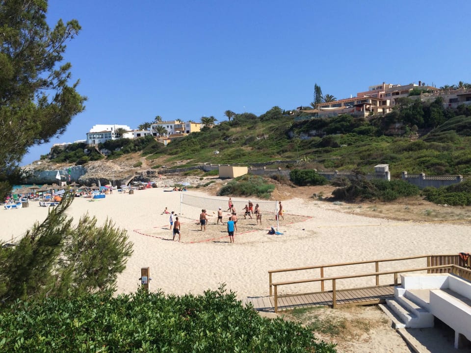 Aussicht von der Snackbar auf den Strand. Iberostar Waves Cala Domingos