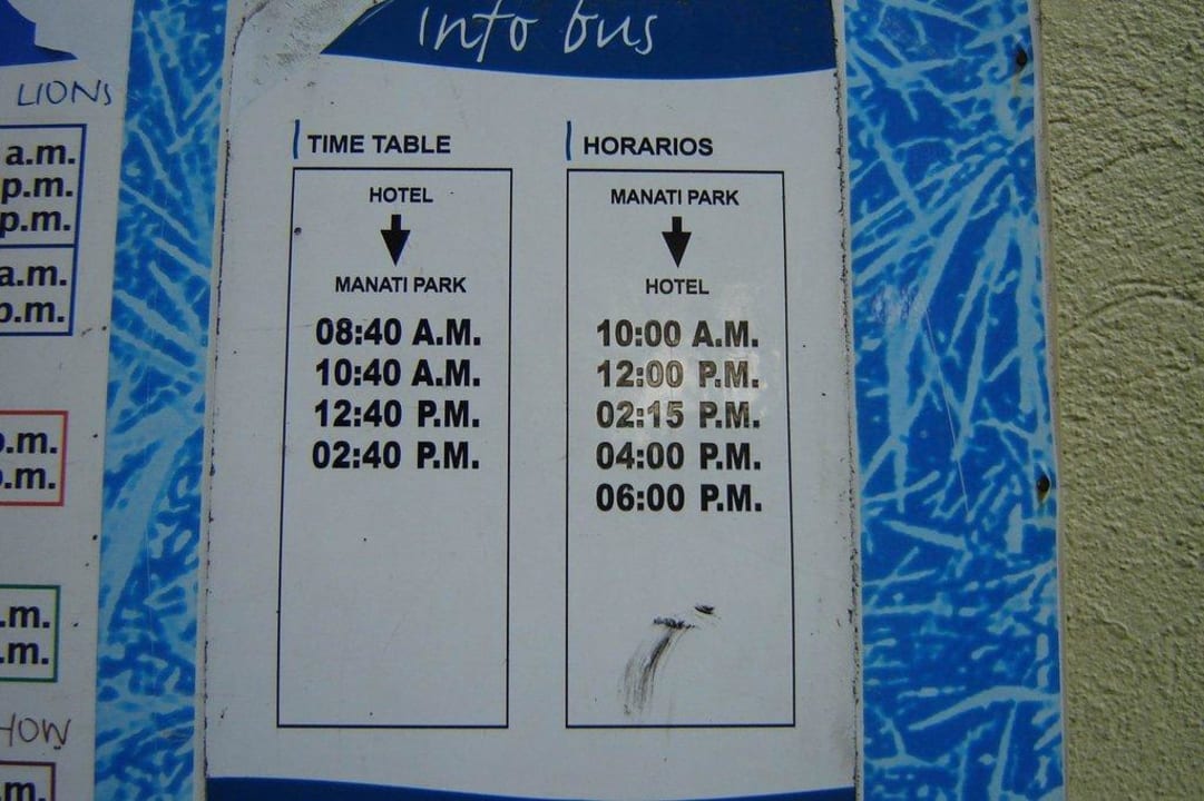 Rozkład jazdy autobusu do Manati Parku Hotel Riu Palace Punta Cana