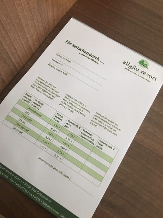 Minibarpreise allgäu resort