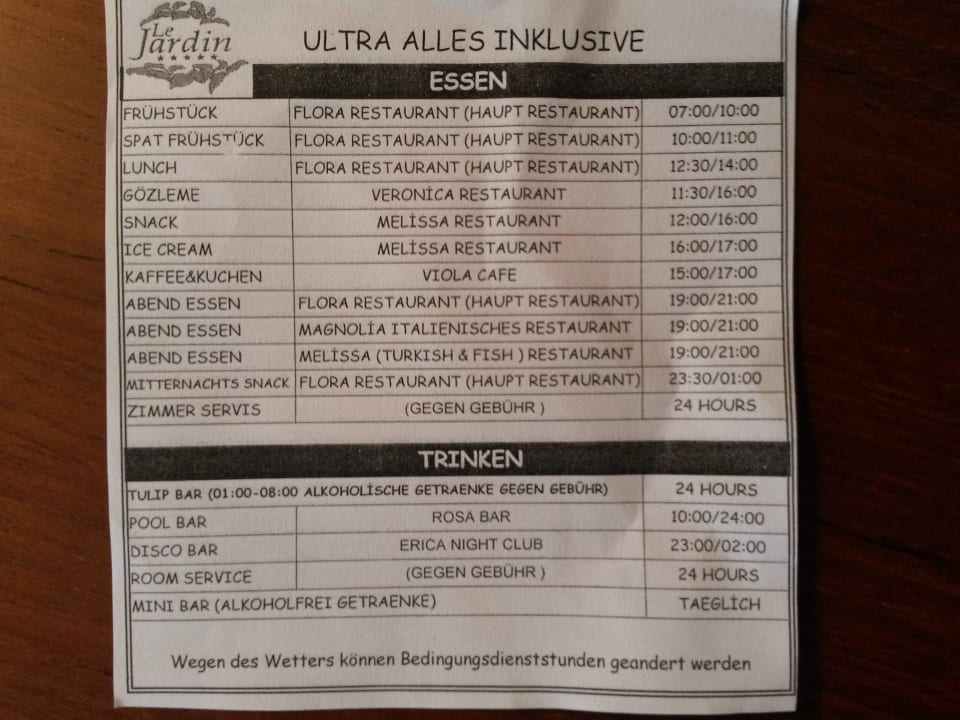 Getränkezeiten! Le Jardin Resort
