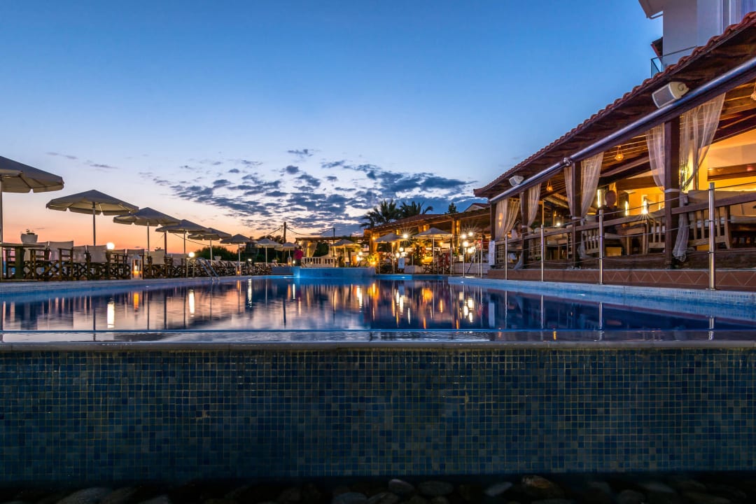Pool Bar in evening shades Akti Ouranoupolis