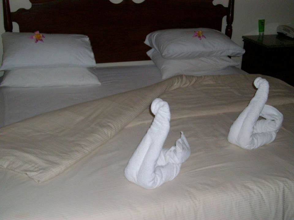 Bettdeko mit Blüten und Schwänen Ali Baba Palace Resort