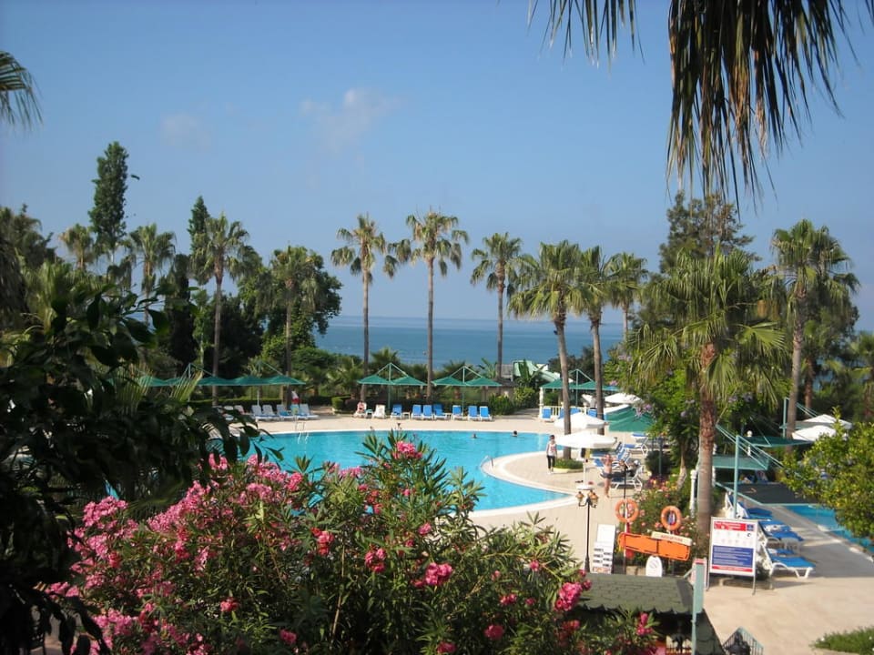 Blick vom Restaurant auf die Anlage Iz Flower Side Beach Hotel