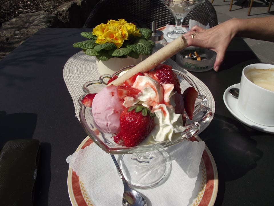 Lecker Eis auf der Terrasse Göbel's Seehotel Diemelsee
