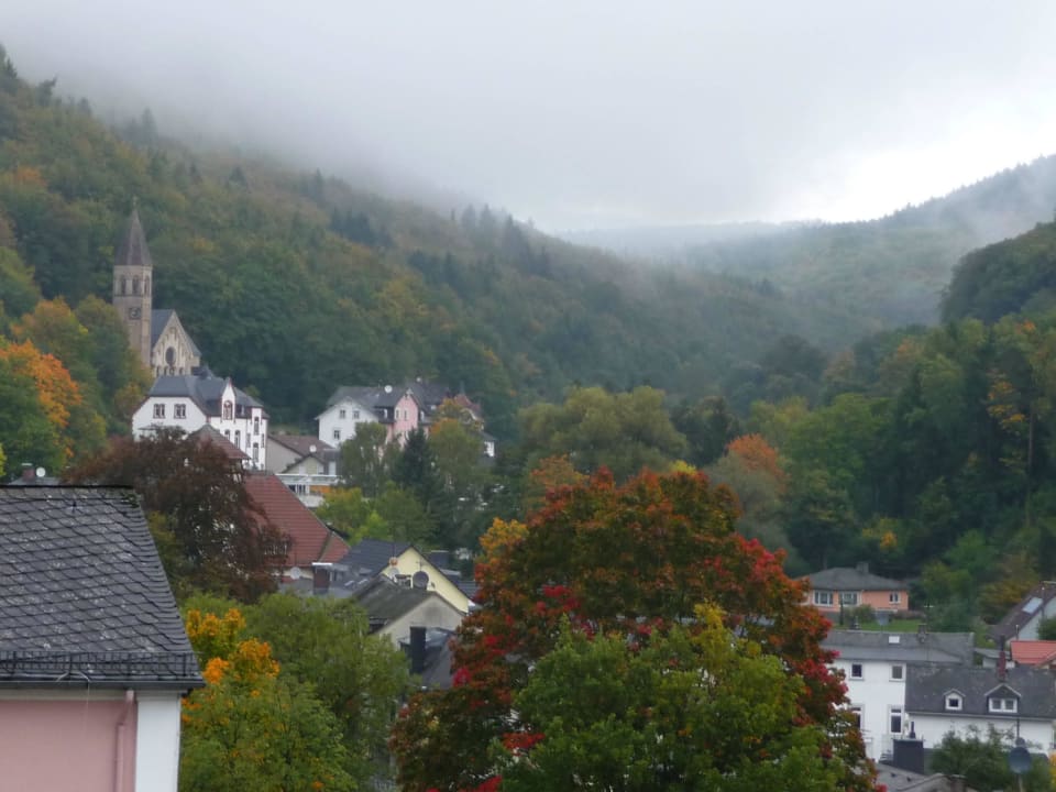 9:00 Uhr früh - Blick aus dem Dachfenster Hotel Schlangenbader Hof