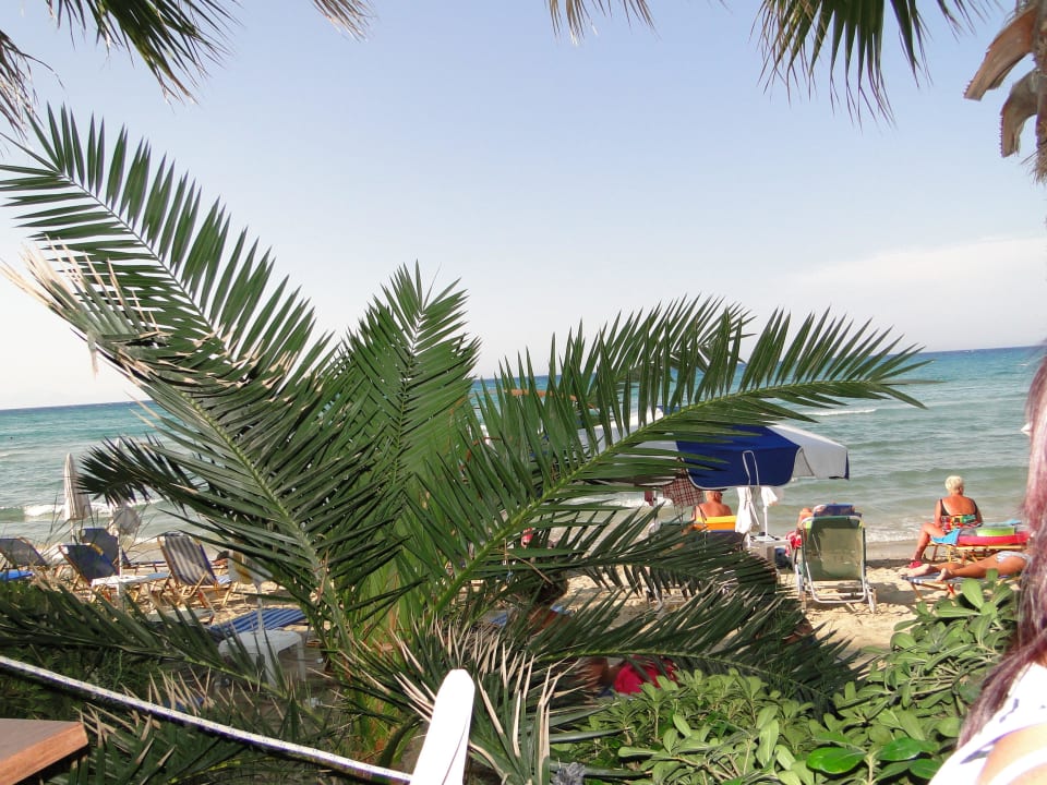Výhled z baru na pláž Tsilivi Beach Hotel