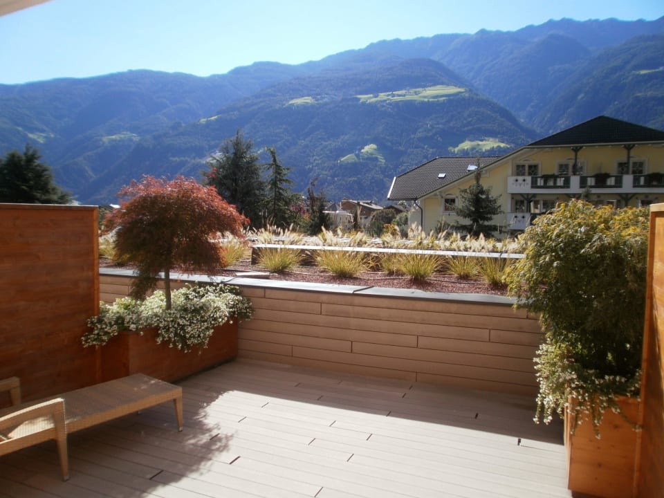 Große Terrasse in der Feldschlössl Suite Nr.111 Feldhof DolceVita Resort