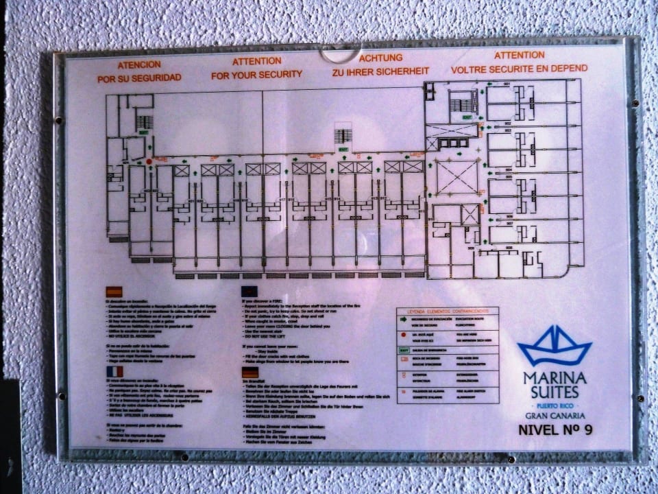 Zimmerplan (Beispiel: 9. Etage) Marina Suites Puerto Rico