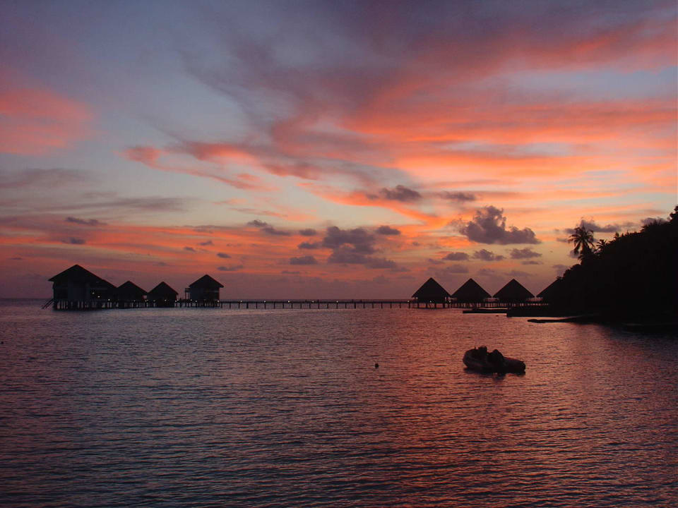 Sonnenuntergang von der Terrasse der Cocktailbar Adaaran Club Rannalhi - All Inclusive