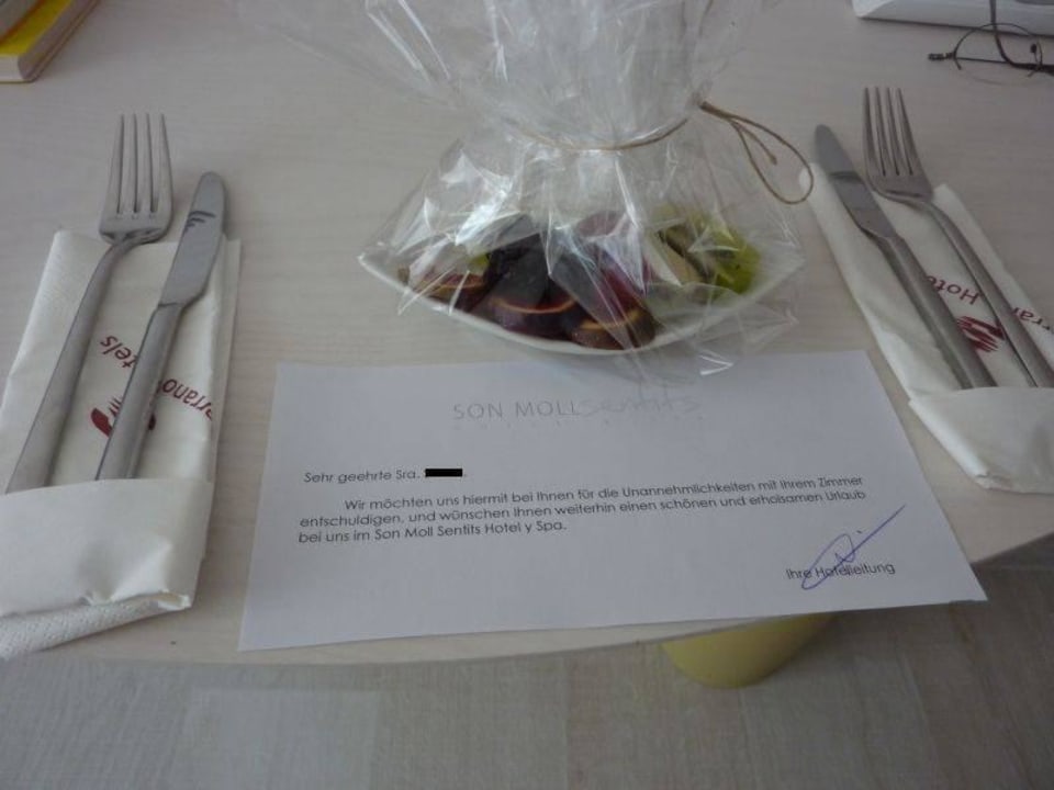 Entschuldigungs-Obstteller vom Chef Son Moll Sentits Hotel & Spa