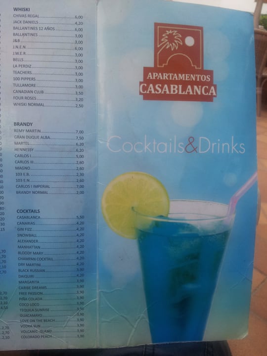 Cocktailkarte Teil 1 Apartamentos Casablanca