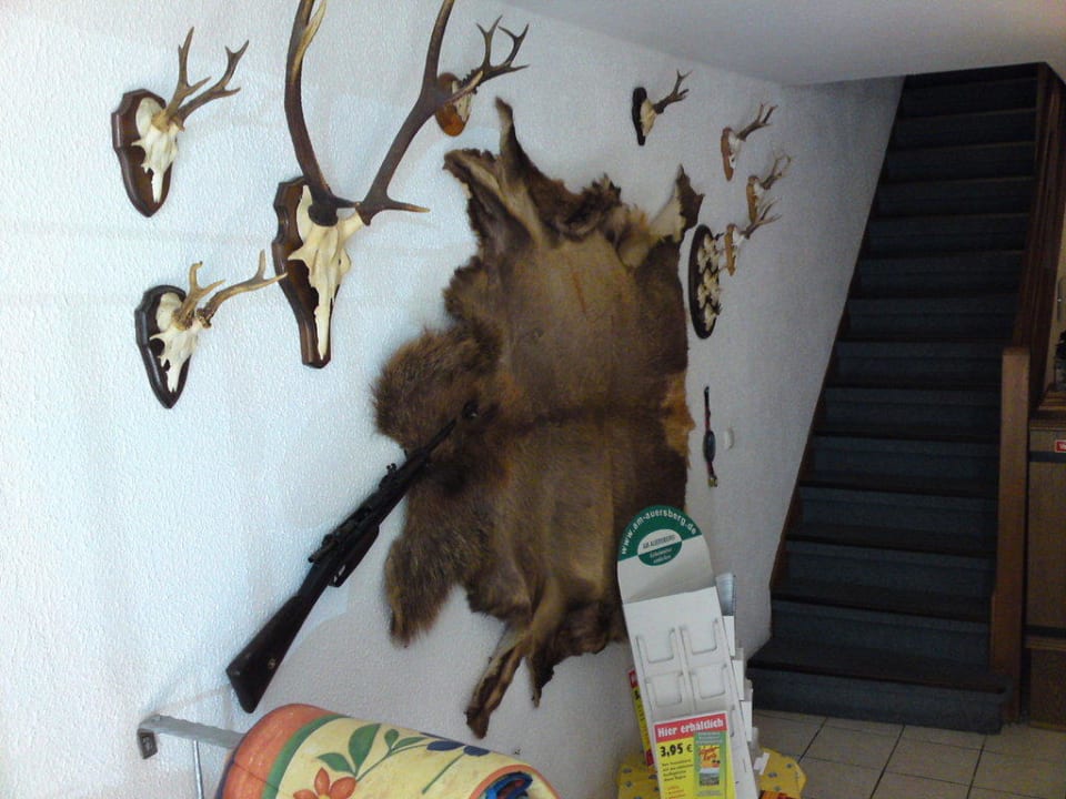 Eingang mit Jagtmotiven Berggasthof & Pension Riesenberger Häuser