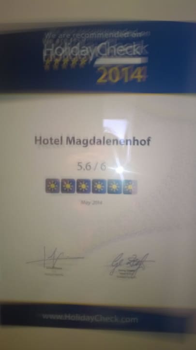 Holidaycheck Auszeichnung Landhotel Magdalenenhof