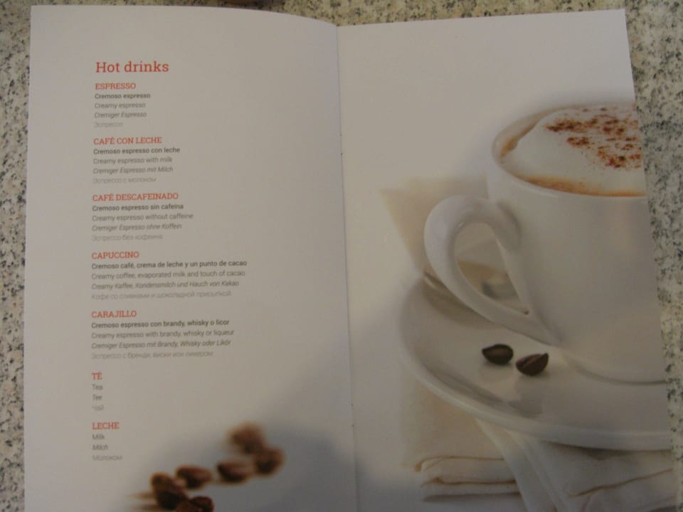 Getränkekarte Relaxia Olivina