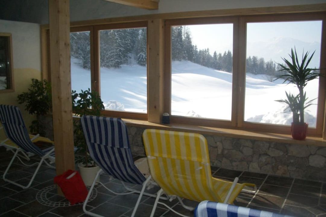 Blick aus der Sauna Pension-Biobauernhof Hagenhof