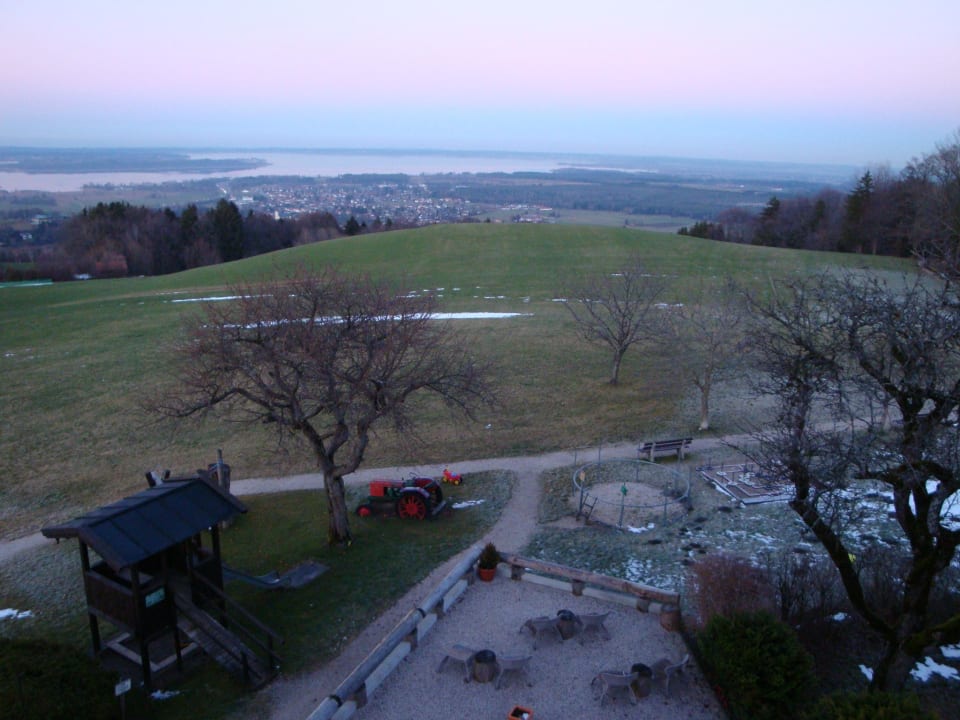 Aussicht von unserem Balkon am Abend Hotel Seiseralm & Hof
