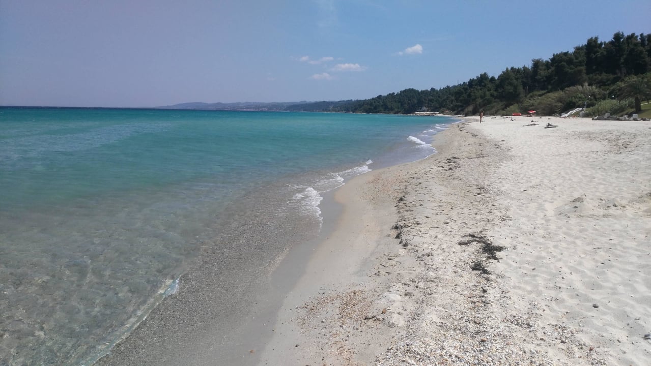 Strand rechts vom Hotel. Natur pur Aegean Melathron Thalasso Spa Hotel