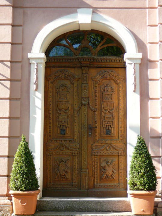 Tür vom Biergarten aus Klosterbräuhaus Ursberg