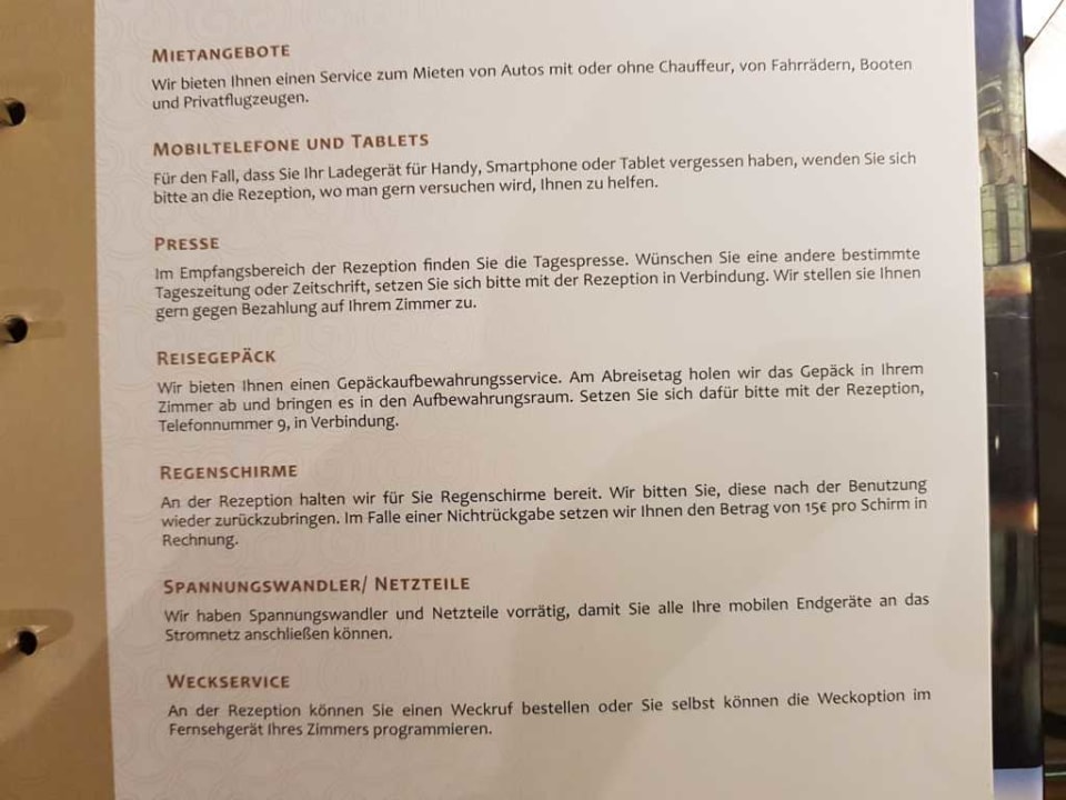 Die Zimmermappe  GPRO Valparaiso Palace & Spa