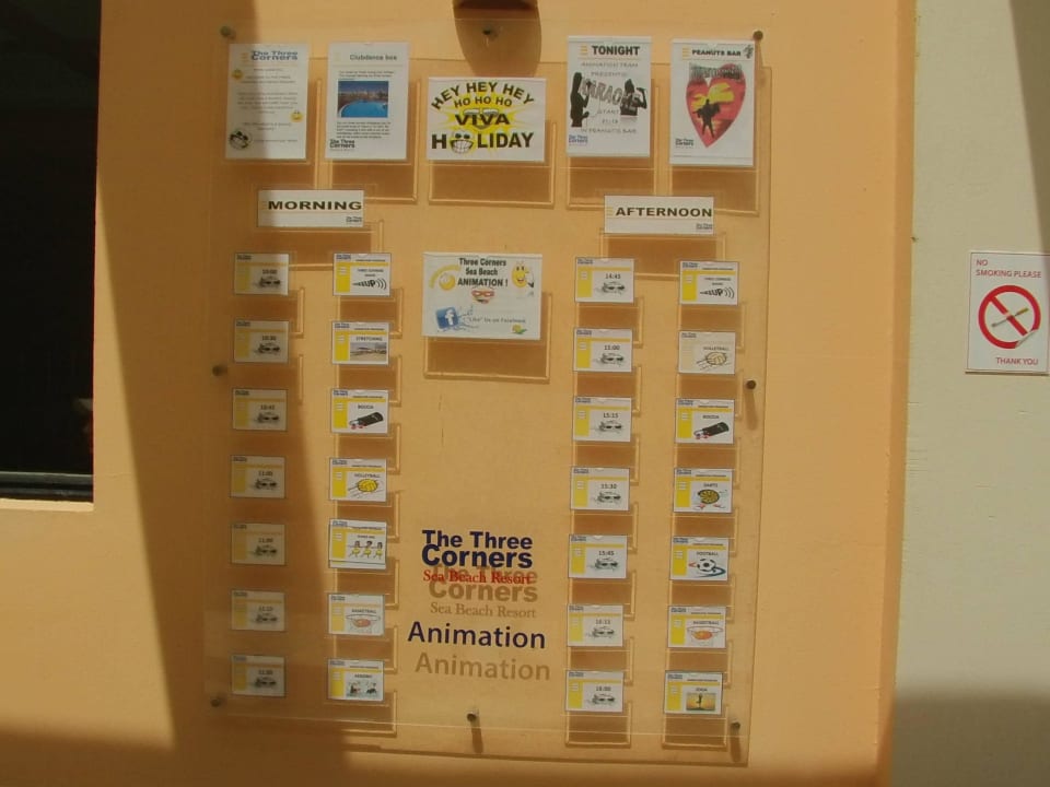 Die Animations-Tafel Three Corners Sea Beach Resort