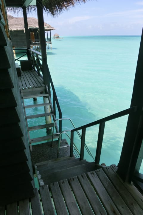 Unser Einstieg direkt ins Wasser Kuramathi Maldives
