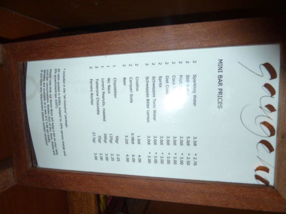 Minibar Gangehi Island Resort