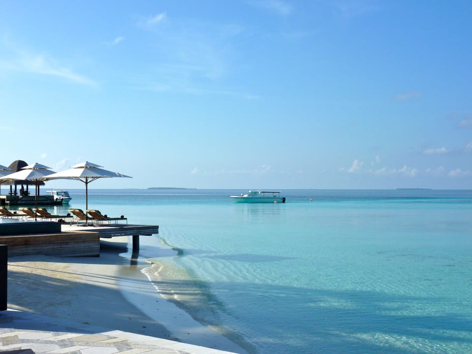 Blick vom Frühstück Anantara Kihavah Villas