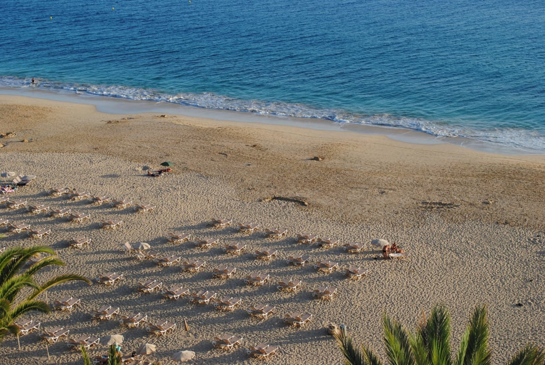 Liegen und Schirme unmittelbar beim Hotel Hotel Riu Palace Jandia
