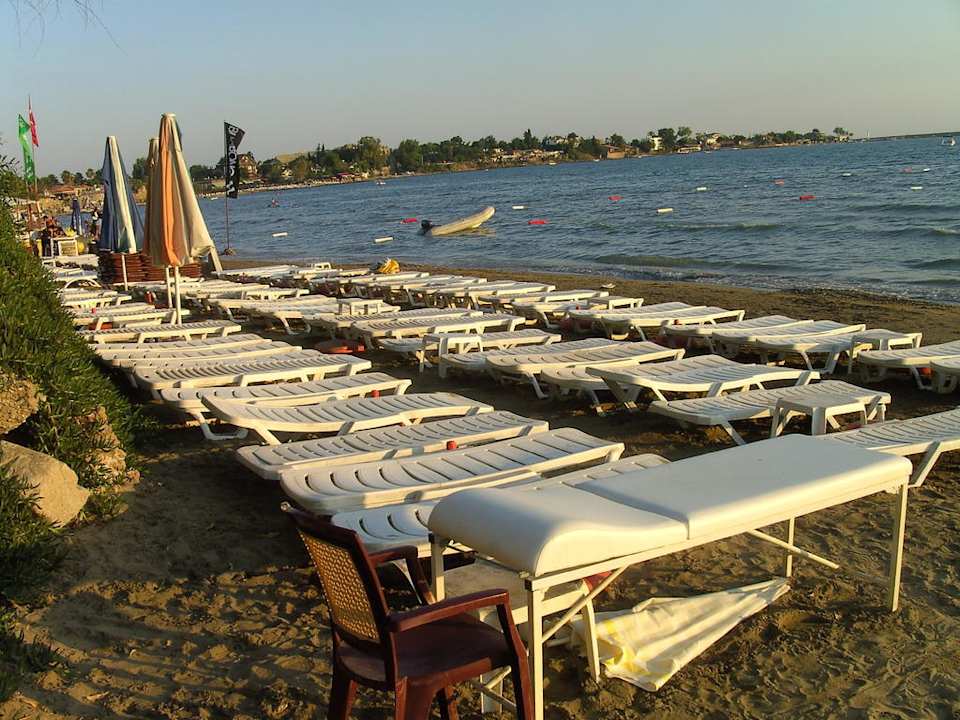 Die hoteleigenen Strandliegen ohne Gäste Clover Magic Nova Beach