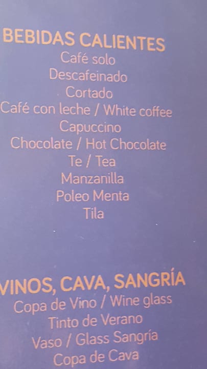 AI Getränkekarte Sol Príncipe