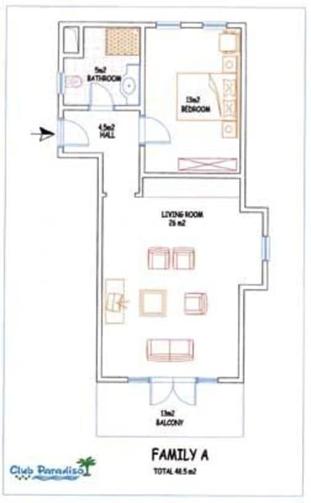 kl. Familienappartement Hotel Club Paradiso