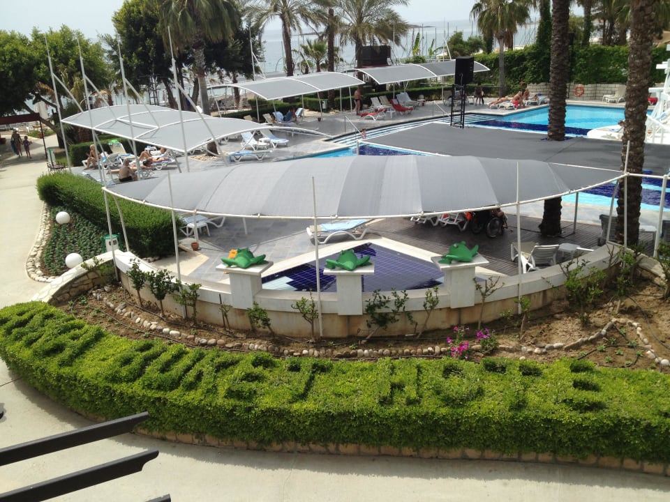 Название отеля на подстриженных кустах Sealife Buket Resort & Beach