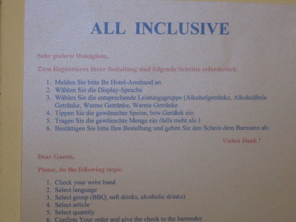 Die Anleitung des Bonautomates Hotel Baikal