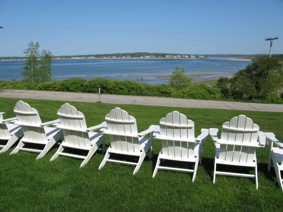 View from the Adirondack chairs on the front lawn. Hotel Black Point Inn
