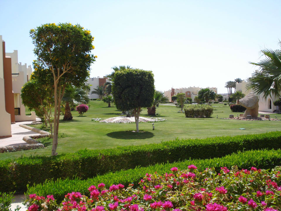 Blick in den hervorragend geflegten Garten SUNRISE Royal Makadi Resort