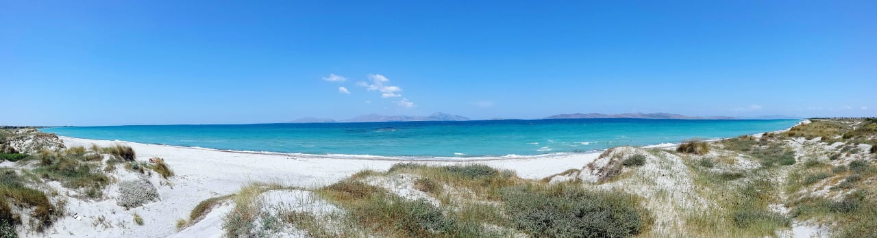 Ausblick von einer Düne über den Hotelstrand Hotel Gaia Palace