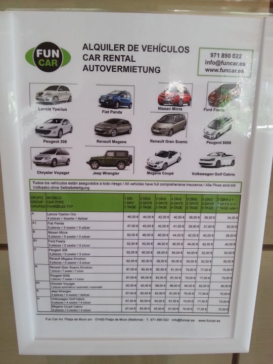 Mietwagen Angebot des Hotels Zafiro Mallorca