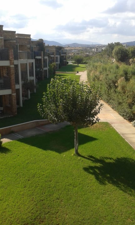 Gepflegtes Grün zwischen den Wohneinheiten Bella Beach Hotel