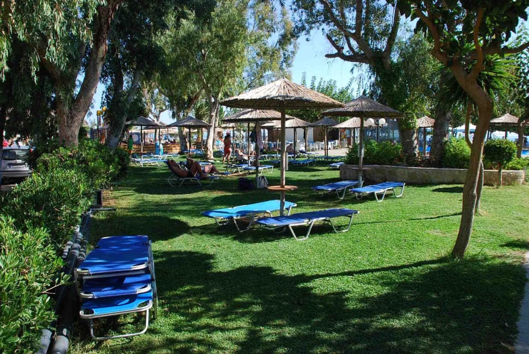 Schattige Liegewiese kein Handtuchstress!!! Corissia Beach Hotel